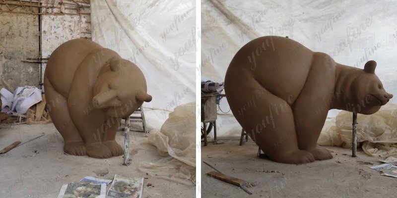 life size polar bear clay model