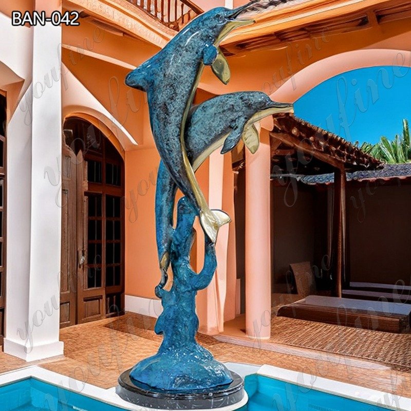 bronze dolphin statue for garden (4)