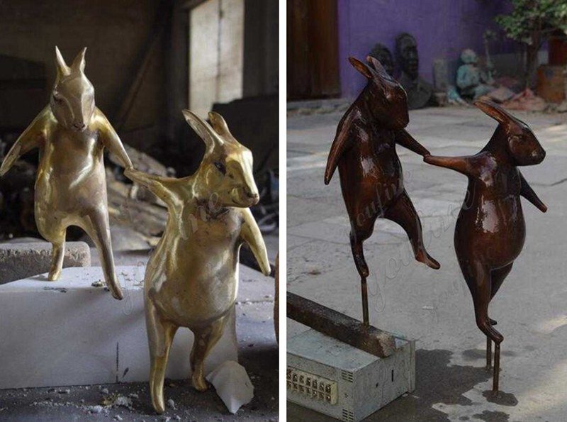 Antique Bronze Helping Hands Rabbit Sculpture for Wholesaling