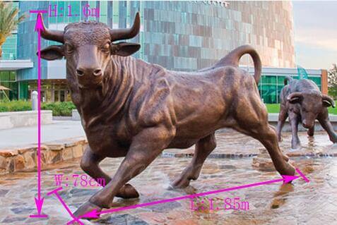 Bronze bull statues size