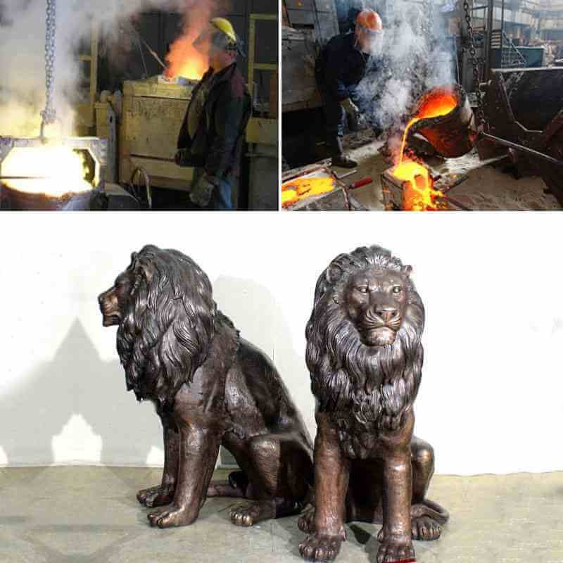 Garden Decoration Casting Bronze Lion Statues for sale