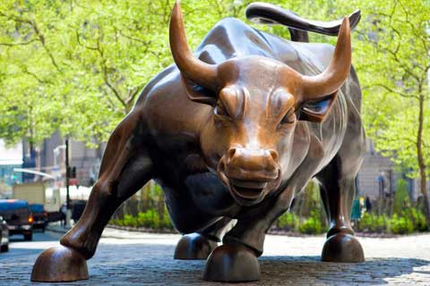 Hot Selling Famous Statue Life Size Bronze Wall Street Bull Sculpture for Sale BOK-112