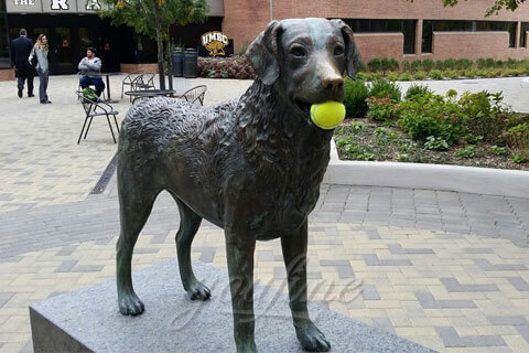 Life Size custom dog statues with baseball sculptures for square decor