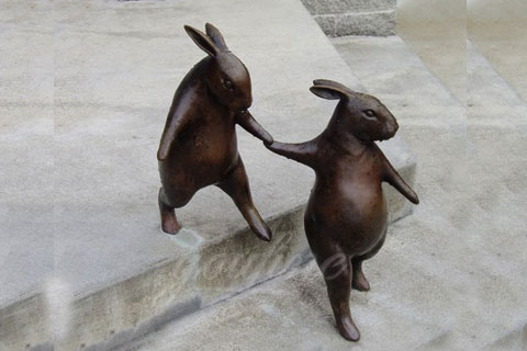 Life size bronze rabbit garden sculpture for sale