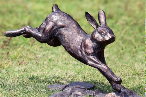 Metal running rabbit sculpture bronze statue for garden