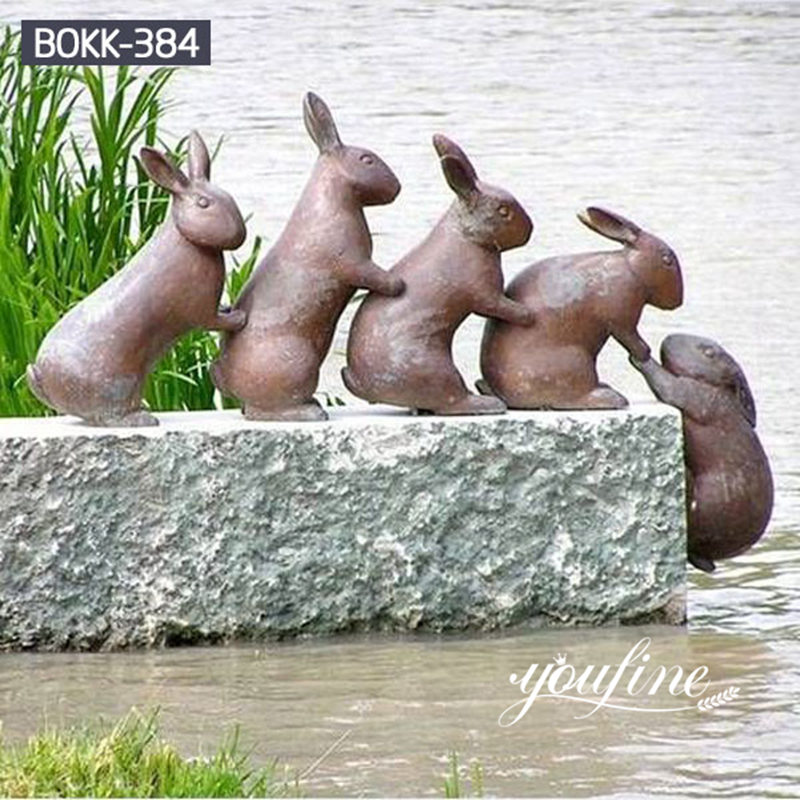 Outdoor life size antique bronze rabbit sculpture for sale BOKK-384