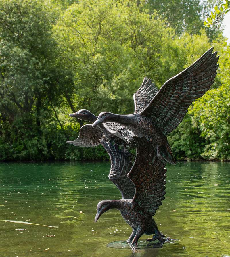 bronze duck sculpture