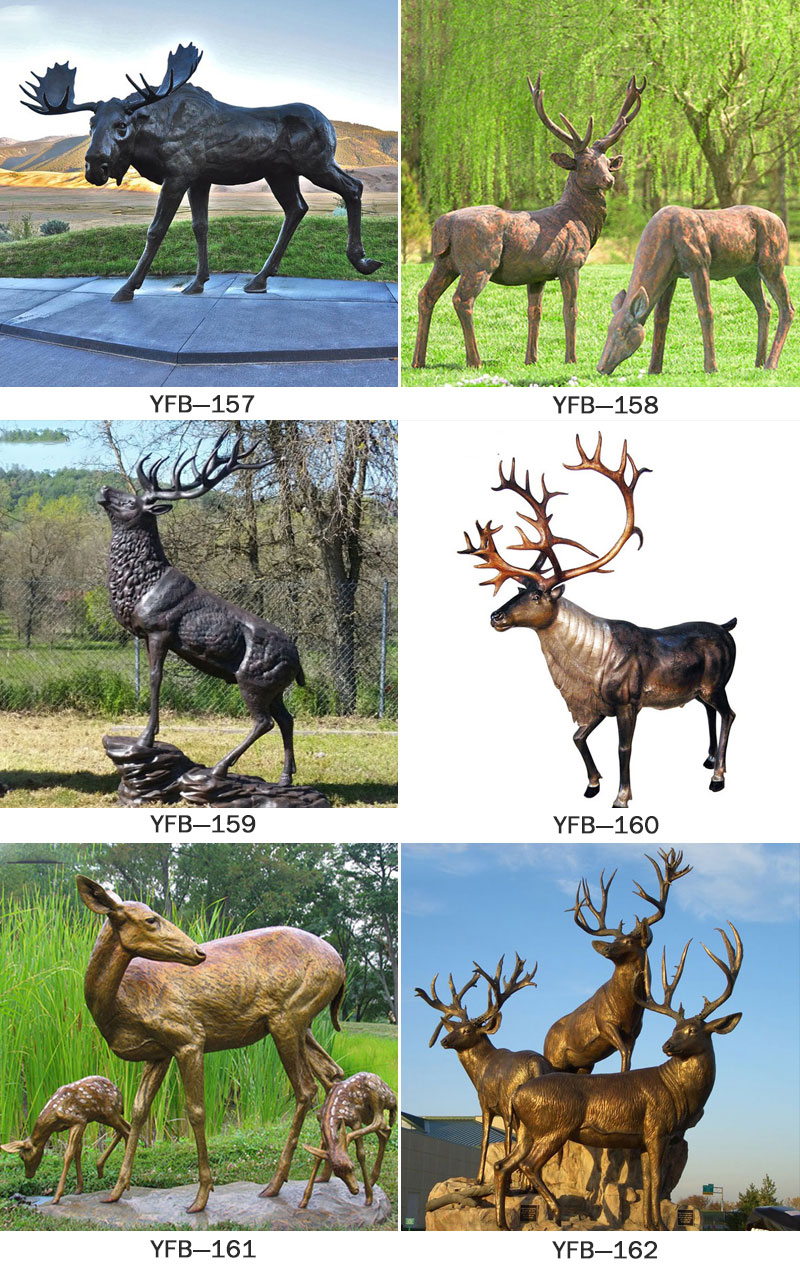 life size metal bronze animal moose elk deer statue