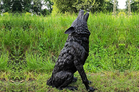 Antique Outdoor Garden Life Size Bronze Wolf Statues BOK-25