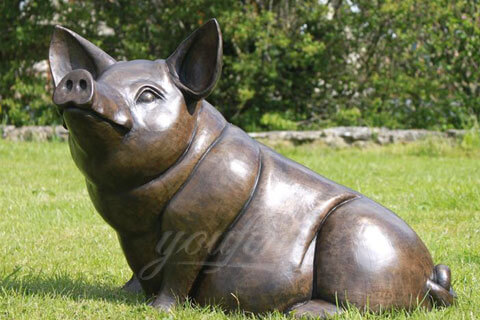 Bronze large Animal Happy Pig Statue Sculpture for garden