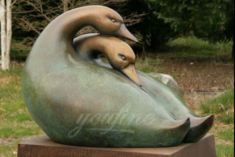 Large Garden Pair Ducks Antique Bronze Animal for sale