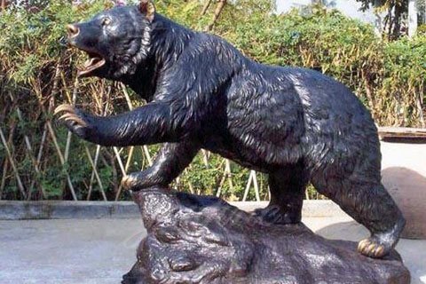 life size metal bronze animal sculpture standing bear for garden