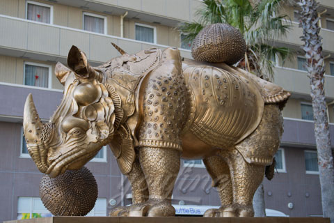 New products bronze animal statue of rhinoceros for garden