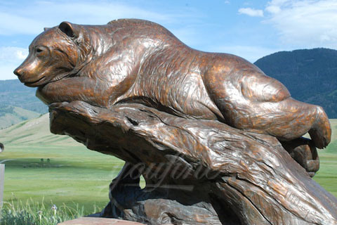 Wholesales Laying bear statue in casting bronze sculpture for sale