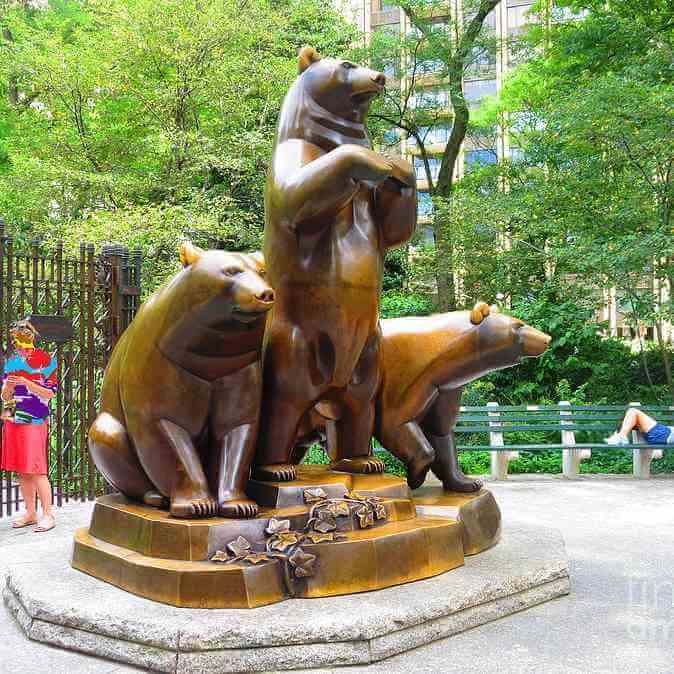 Copper bear group sculpture