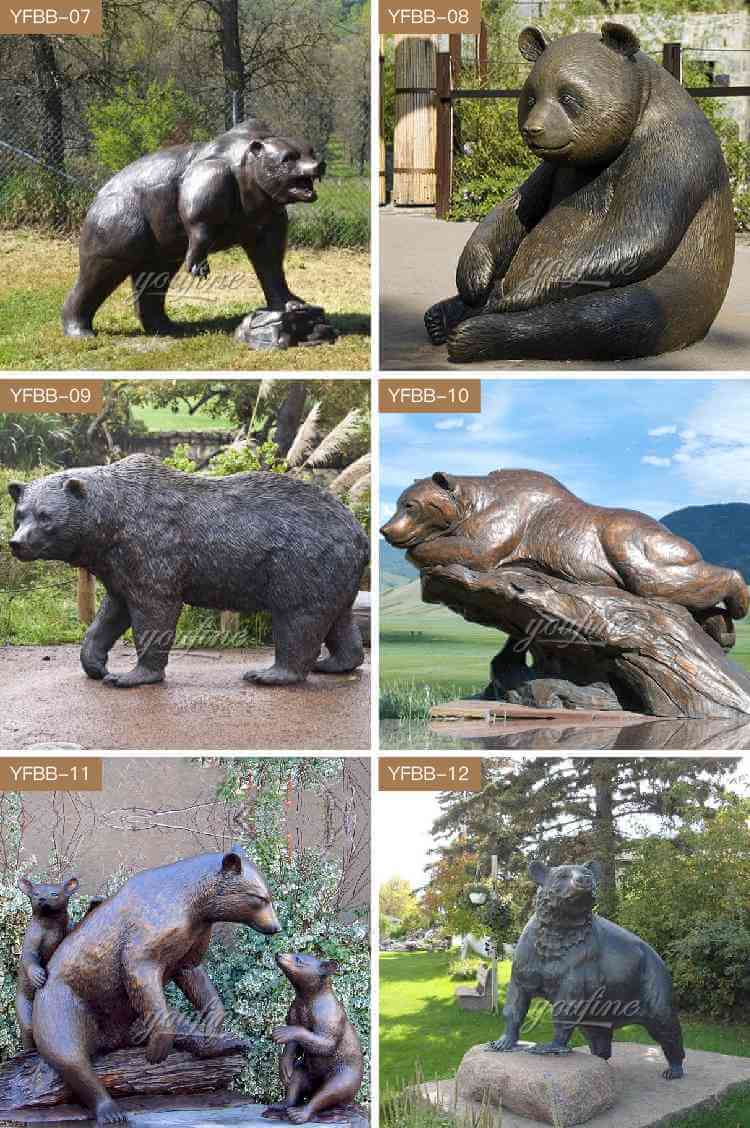 bronze grizzly family sculpture
