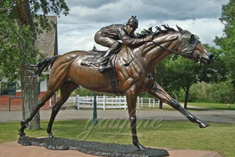 Bronze Life Size Horse with Jockey Sculpture Race Course Decor for Sale BHL-05