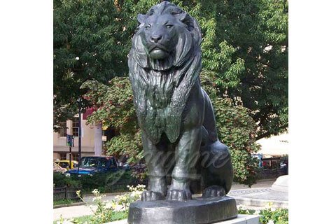 Large outdoor decorative bronze sitting lion backyard statues costs