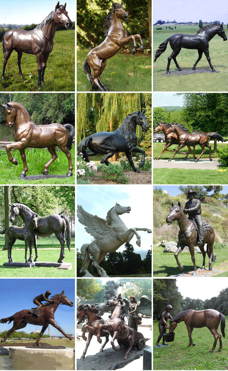 bronze life size horse with jockey sculpture made for racecourse decor