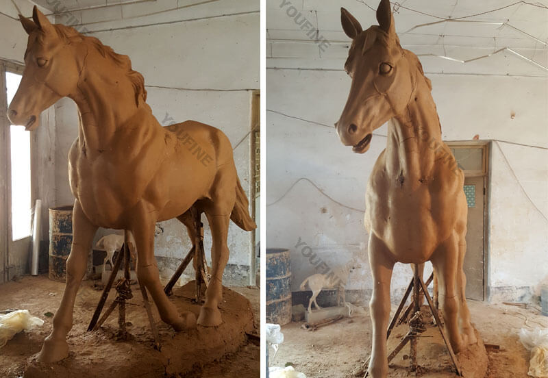 Clay model of horse statues