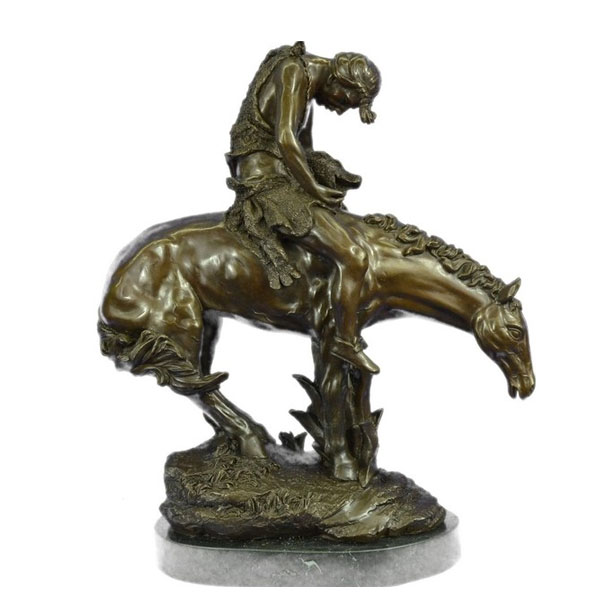 Antique Bronze Horse Statue Original Aldo Vitaleh Indian On Horse A Tribute To Remington Replica Bronze Sculpture For Home Decor For Sale