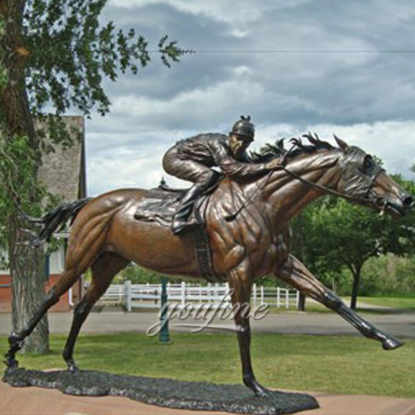 bronze horse statue with rocky sculpture