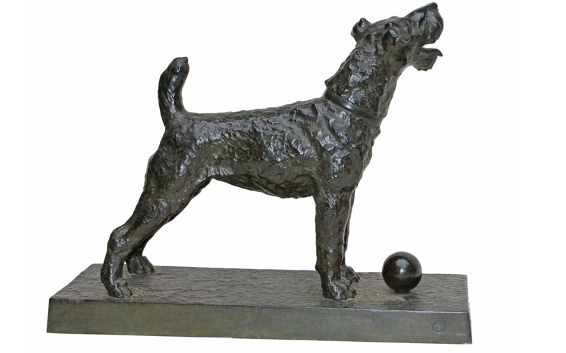 Cheap Animal Bronze Statue Hand Mades Life Size Garden Decorative Bronze Schnauzer Dog Statue for Sale