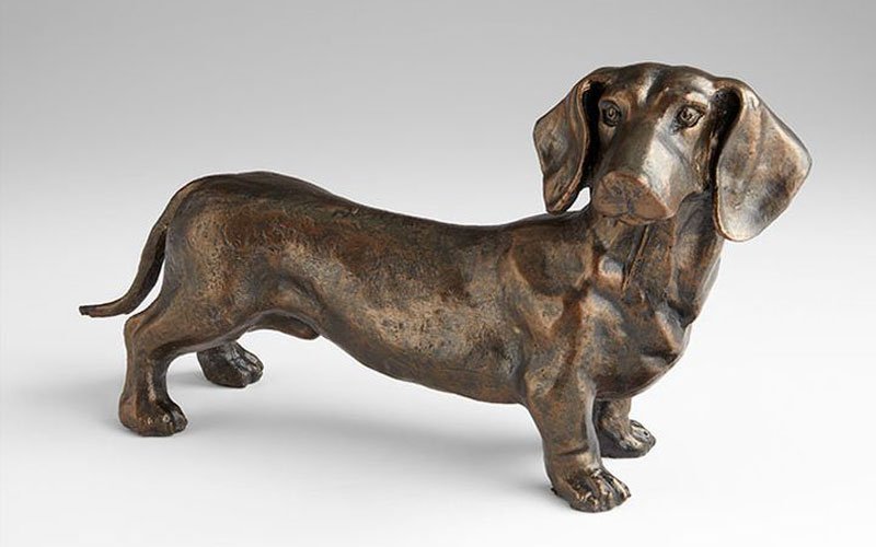 Life Size Bronze Animal Statue Dog Statue Lawn Ornaments Life Size Decorative Bronze Dachshund Statue for Sale