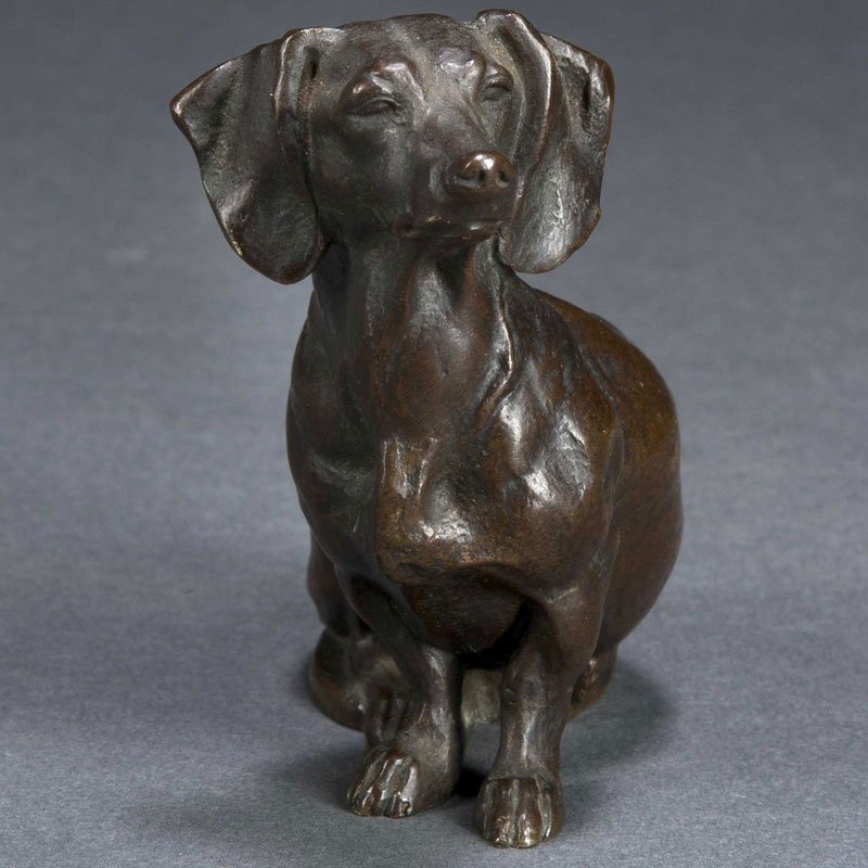 Life Size Bronze Animal Statues Dog Statue Lawn Ornament Life Size Decorative Bronze Dachshund Statue for Sale