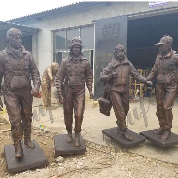 Custom Made Bronze Tuskegee Airmen Solider Statues Group for New York Museum