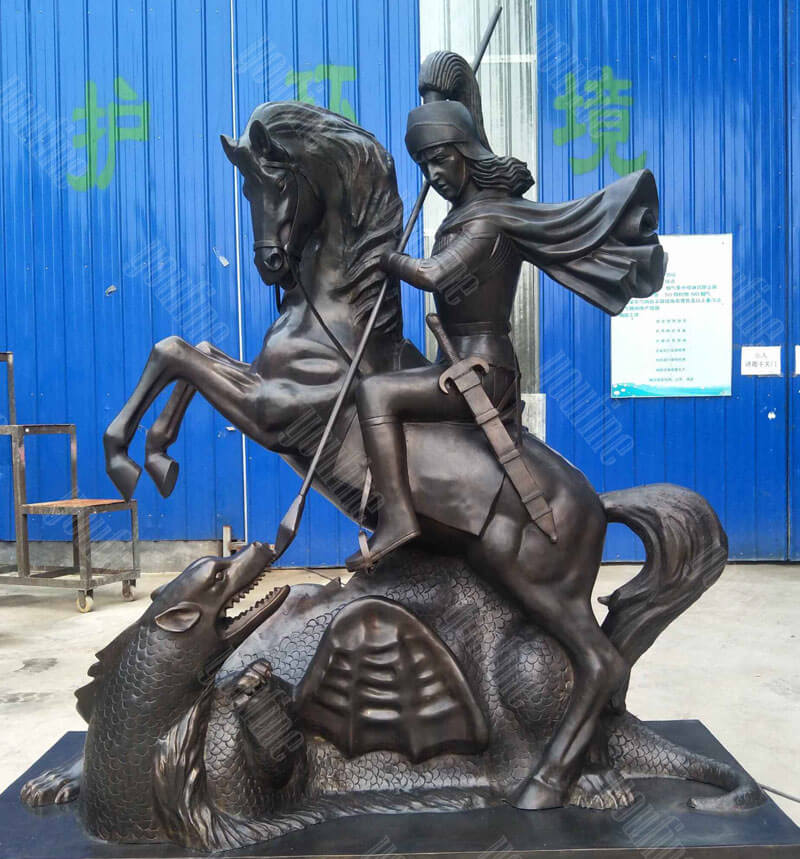 Famous 85 Inches St. George and the Dragon Statue Replica in Bronze for Outdoor