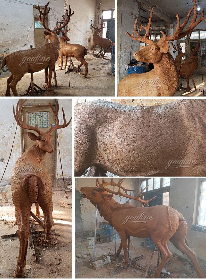 Life Size Outdoor Bronze Reindeer Statue Animal Sculpture for Sale 
