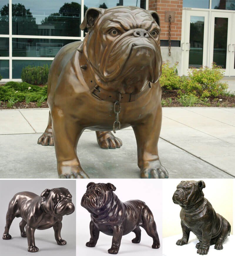 Life-Size Cast Bronze Bulldog Statues for sale