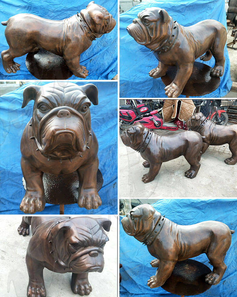 Metal Animal Art Life-Size Cast Bronze Bulldog Statues for sale
