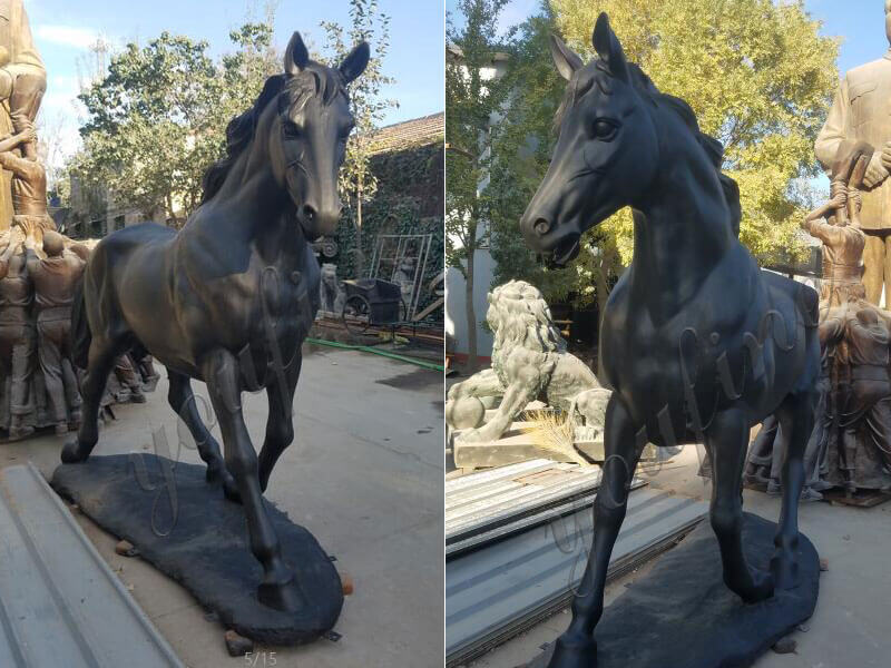 custom large black horse sculpture