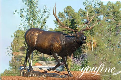 Outdoor Life Size Bronze Elk Garden Statue with Good Price BOKK-266