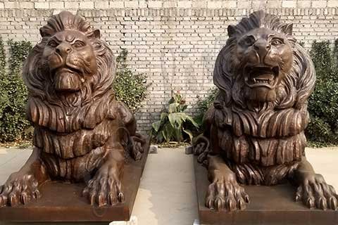 Custom Bronze Pair of lion sculptures for Sale BOKK-652