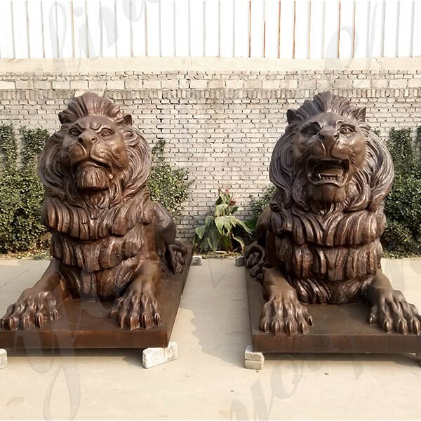 BL-01 outdoor custom bronze pair of metal guardian lion statue for front gate