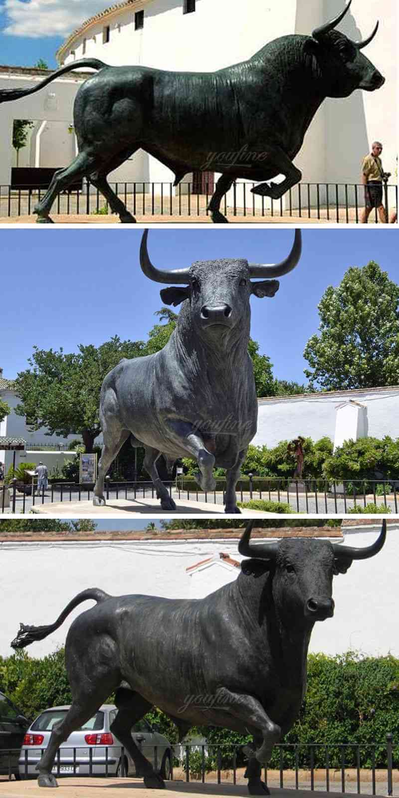 BOKK-61 Large bronze charging bull sculpture outside for sale