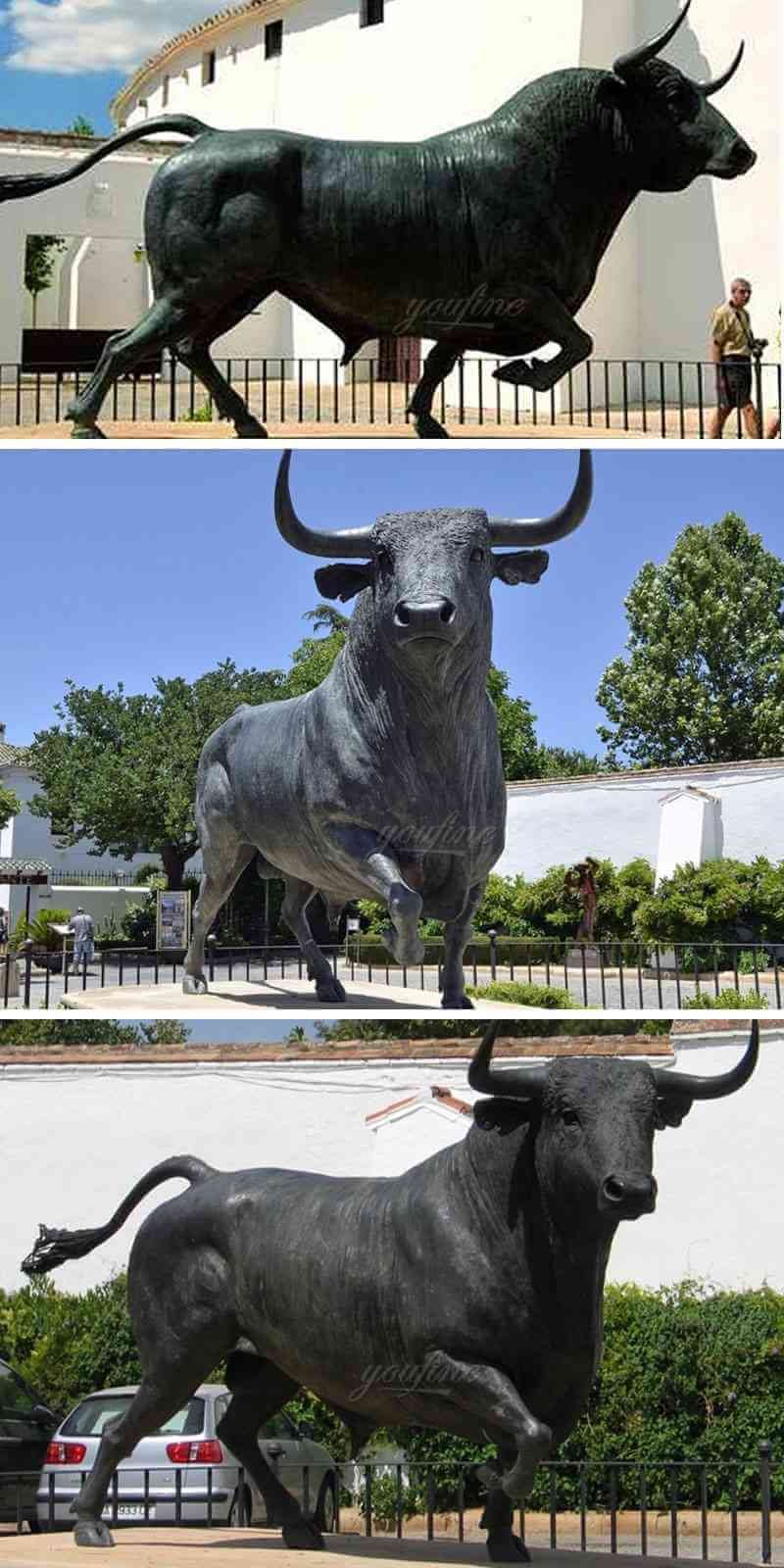 BOKK-61 Large bronze charging bull sculpture outside for sale