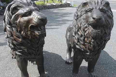 Pair of Majestic Bronze Lion Statue for Sale BOKK-659