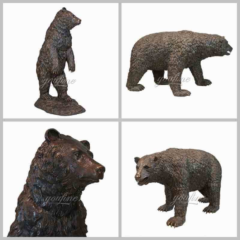 Large bronze black bear sculpture