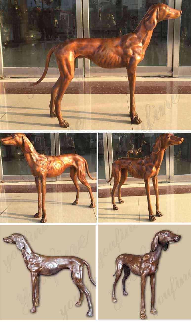 life size bronze greyhound dogs garden sculpture for sale