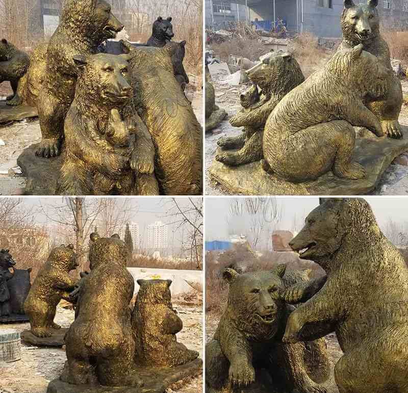 outdoor bronze life size grizzly bear statues for sale garden animal sculpture