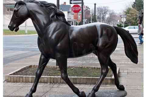 Outdoor life size black horse sculpture animal statue garden ornaments