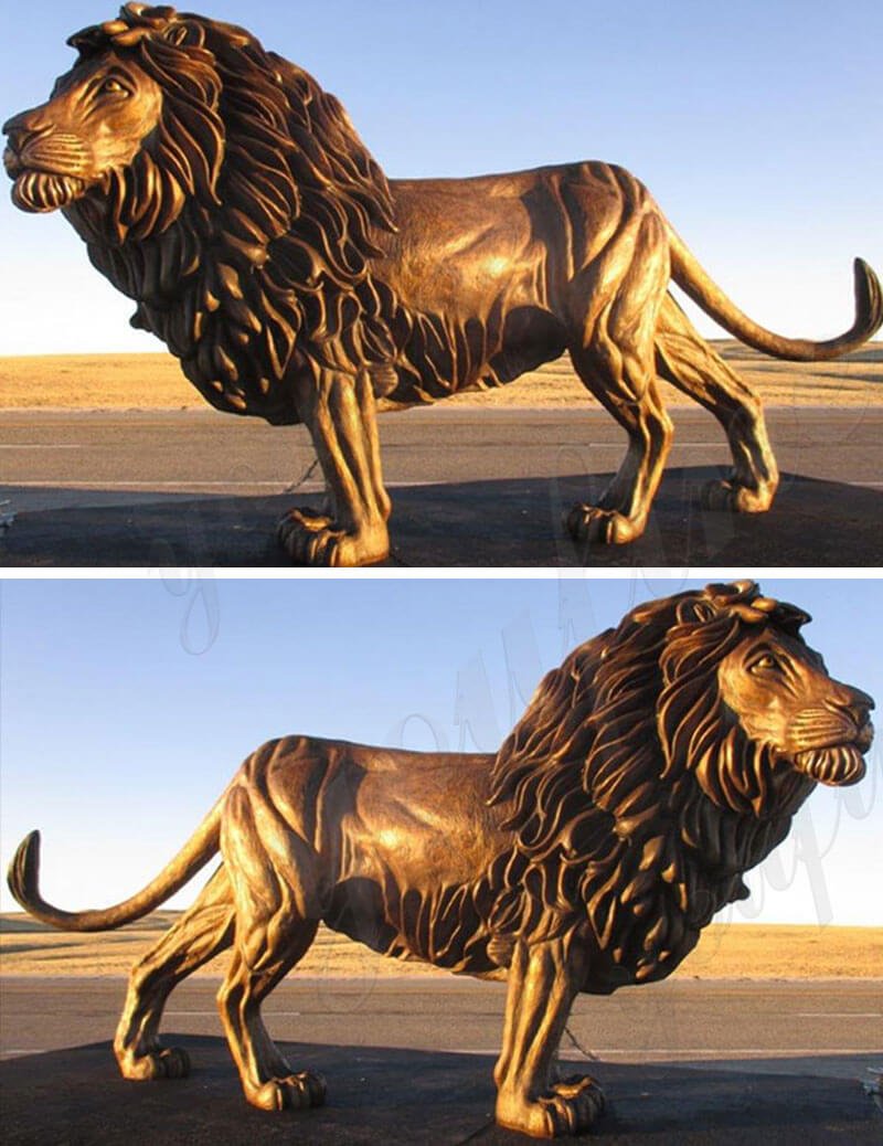 Custom bronze life size lion sculpture animal statues for front door