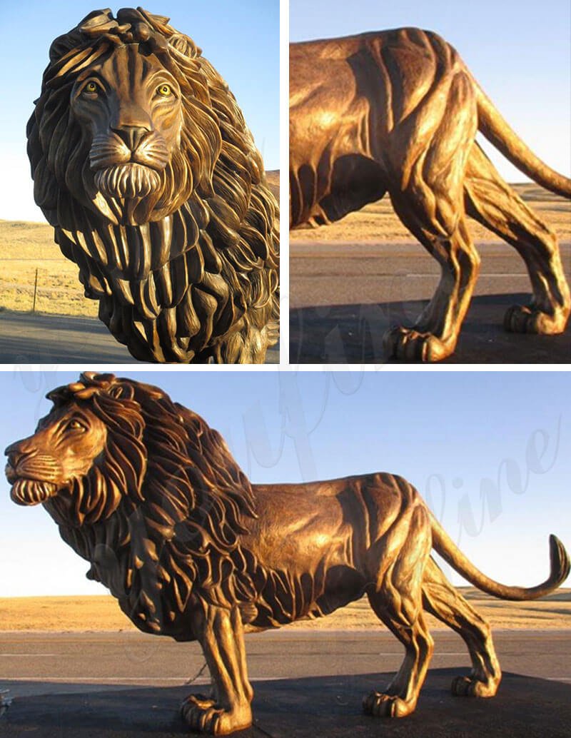 bronze life size lion sculpture animal statues for front porch