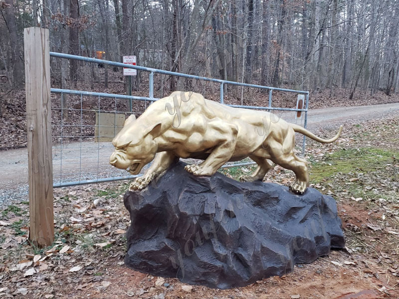 Outdoor-Mascot-Statues-Life-Size-Bronze-Leopard-Panther-Sculpture-School-Mascot