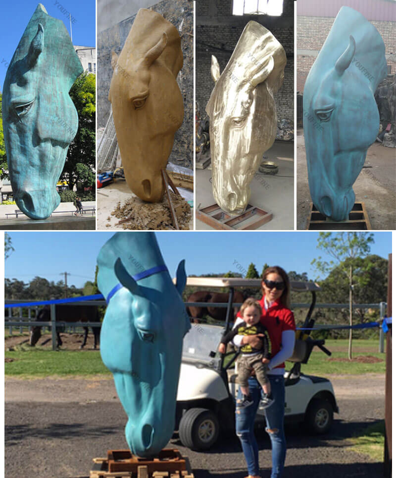 Famous Outdoor Large Bronze Animal Sculpture Bronze Horse Head Sculpture for Sale BOKK-444