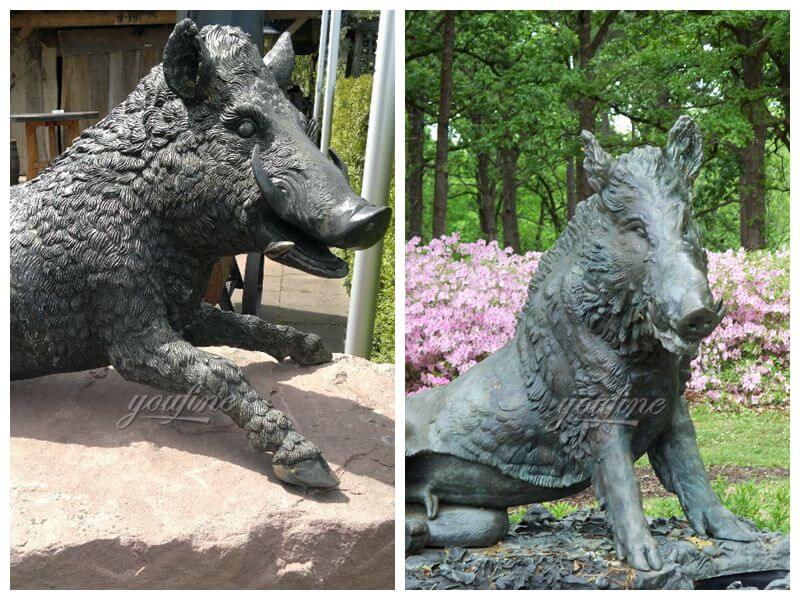 Sitting Wild Boar Bronze Sculpture